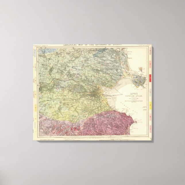 Lienzo Mapa geológico de Dublín (Anverso)