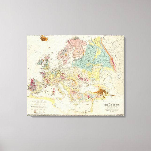 Lienzo Mapa geológico de Europa (Anverso)
