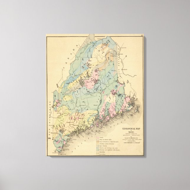 Lienzo Mapa geológico de Maine (Anverso)