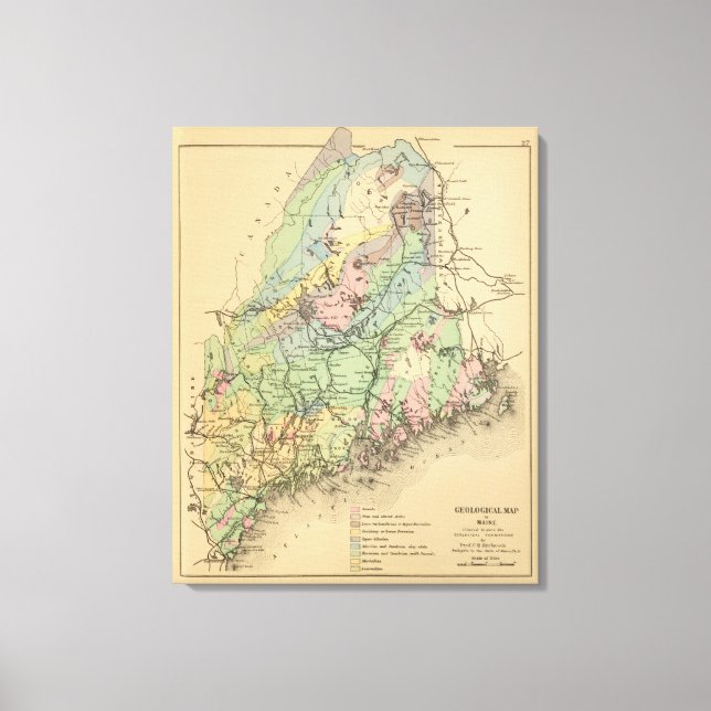 Lienzo Mapa geológico de Maine (Anverso)
