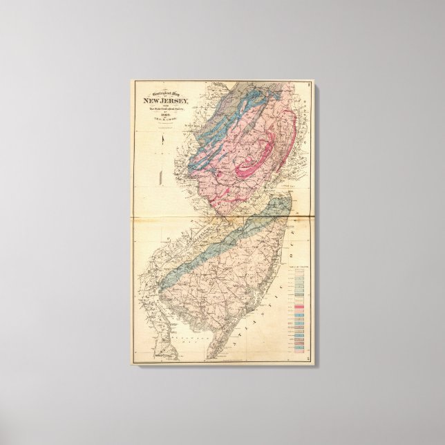 Lienzo Mapa geológico de Nueva Jersey (Anverso)