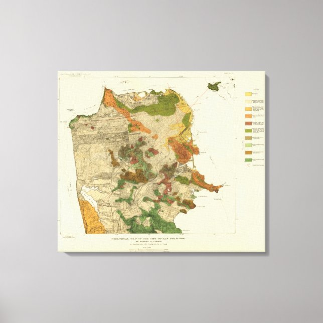 Lienzo Mapa geológico de San Francisco (Anverso)