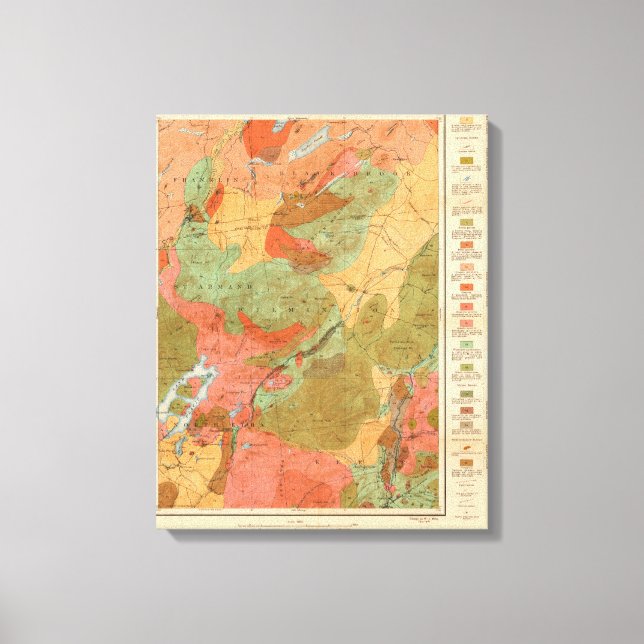 Lienzo Mapa geológico del Cuadrangle del Lago Placid - 19 (Anverso)
