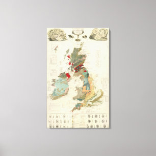 Lienzo Mapa geológico, paleontológico compuesto