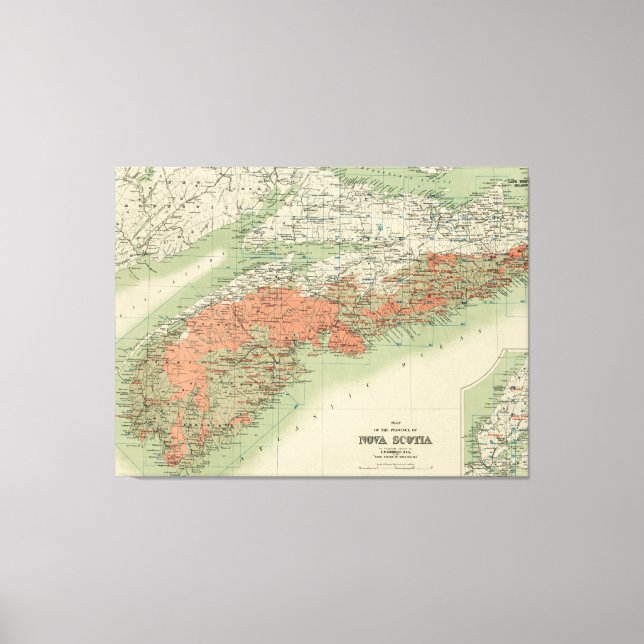 Lienzo Mapa geológico vintage de Nueva Escocia (1906) (Anverso)