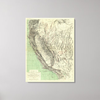 Lienzo Mapa geomórfico, California, Nevada