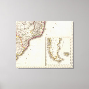 Lienzo Mapa grabado de Argentina y Chile