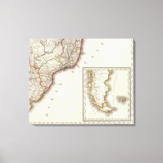 Lienzo Mapa grabado de Argentina y Chile (Anverso)