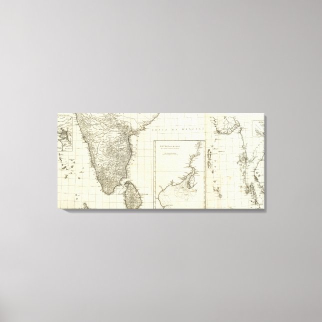 Lienzo Mapa grabado de India (Anverso)