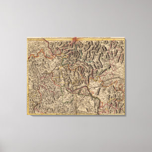 Lienzo Mapa grabado del valle del río Rhine