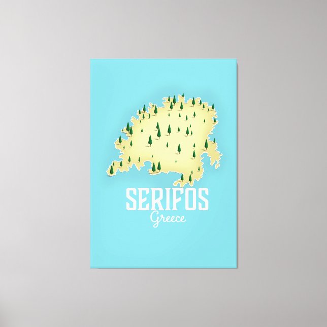 Lienzo Mapa griego de Serifos Afiche de viaje ilustrado (Anverso)