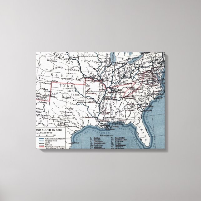 LIENZO MAPA: GUERRA CIVIL, 1861 (Anverso)