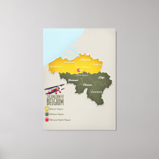Lienzo Mapa hermoso del Reino de Bélgica