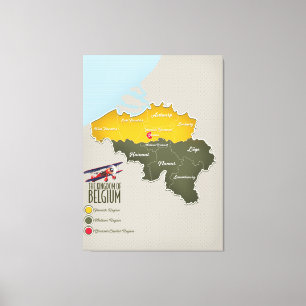 Lienzo Mapa hermoso del Reino de Bélgica