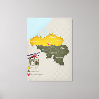 Lienzo Mapa hermoso del Reino de Bélgica