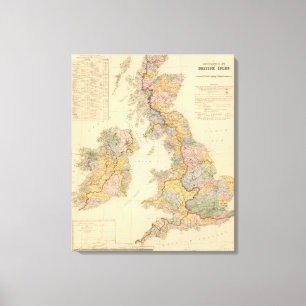 Lienzo Mapa hidrográfico, islas británicas