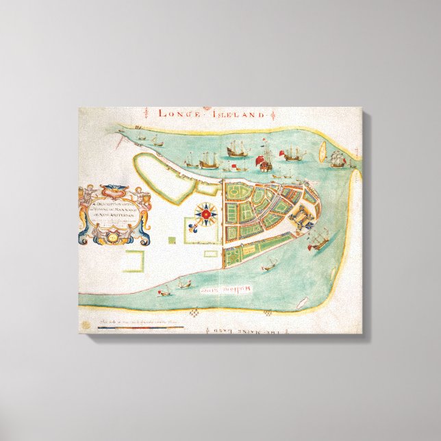 Lienzo Mapa histórico de Nueva York (1664) (Anverso)