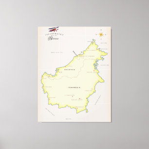 Lienzo Mapa ilustrado de Borneo