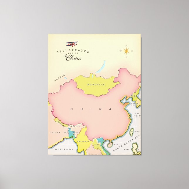 Lienzo Mapa ilustrado de china (Anverso)