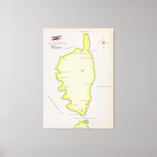 Lienzo Mapa ilustrado de Córcega