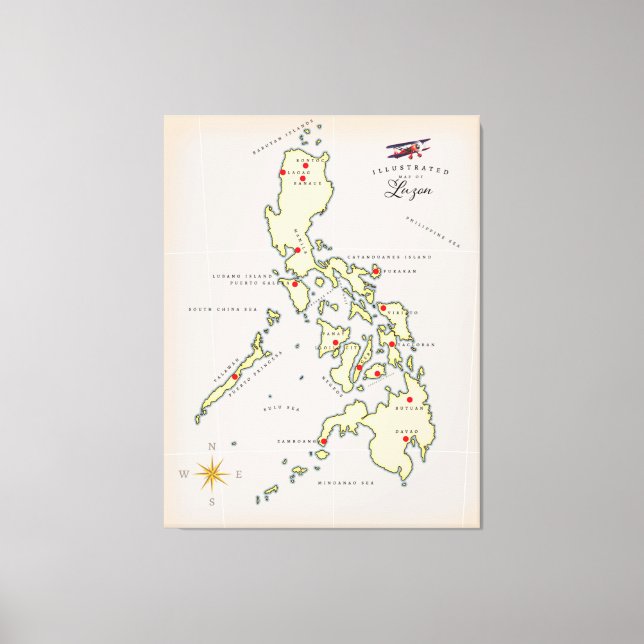 Lienzo Mapa ilustrado de Filipinas de Luzón (Anverso)