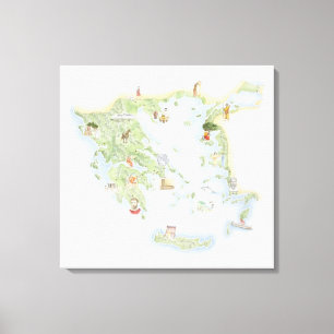 Lienzo Mapa ilustrado de Grecia antigua