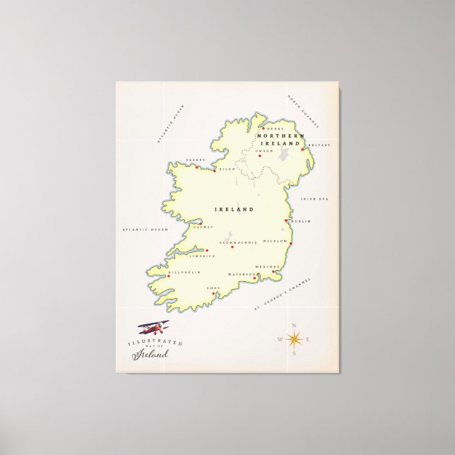 Lienzo Mapa ilustrado de Irlanda (Anverso)