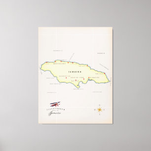 Lienzo Mapa ilustrado de Jamaica.