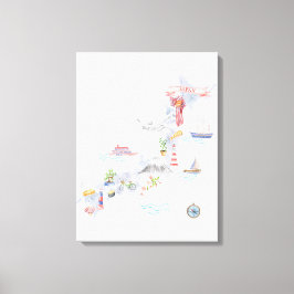 Lienzo Mapa Ilustrado de Japón