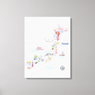 Lienzo Mapa Ilustrado de Japón