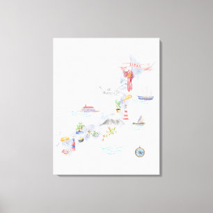 Lienzo Mapa ilustrado de Japón