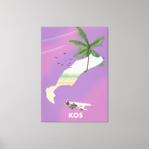 Lienzo Mapa ilustrado de Kos Grecia.