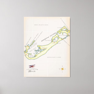 Lienzo Mapa ilustrado de las Bermudas