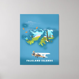 Lienzo Mapa ilustrado de las islas Malvinas