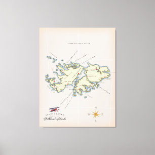 Lienzo Mapa ilustrado de las Islas Malvinas.