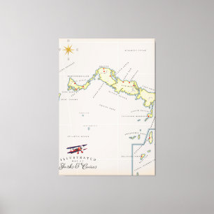 Lienzo Mapa ilustrado de las Islas Turcas y Caicos