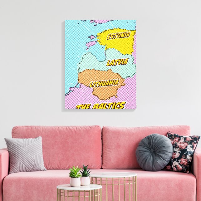 Lienzo Mapa ilustrado de los Estados Bálticos en estilo P (Insitu (Sala de estar))