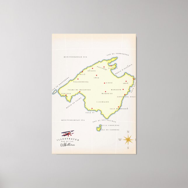 Lienzo Mapa ilustrado de Mallorca (Anverso)
