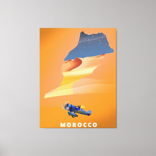 Lienzo Mapa ilustrado de Marruecos impreso en afiche de v (Anverso)