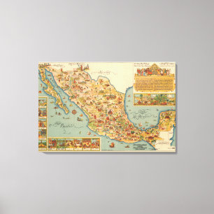 Lienzo Mapa ilustrado de México
