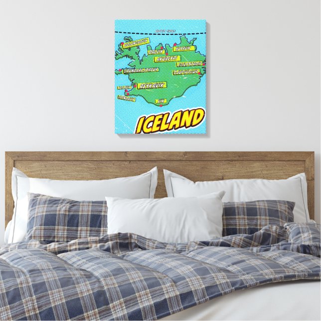 Lienzo Mapa ilustrado de Nueva York en estilo Pop Art (Insitu(Dormitorio))