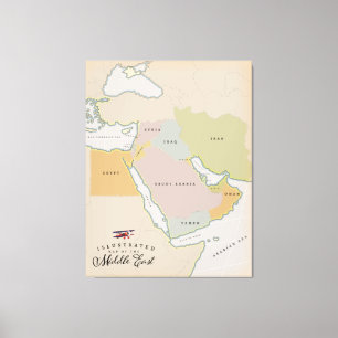 Lienzo Mapa ilustrado de Oriente Medio.