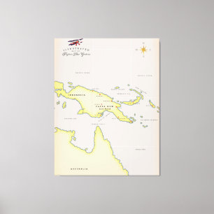 Lienzo Mapa ilustrado de Papúa Nueva Guinea