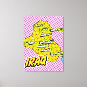 Lienzo Mapa ilustrado de Pop Art en Irak