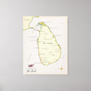 Lienzo Mapa ilustrado de Sri Lanka