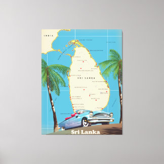 Lienzo Mapa ilustrado de Sri Lanka