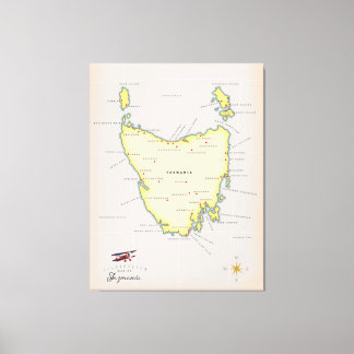 Lienzo Mapa ilustrado de Tasmania.