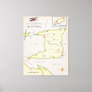 Lienzo Mapa ilustrado de Trinidad y Tobago