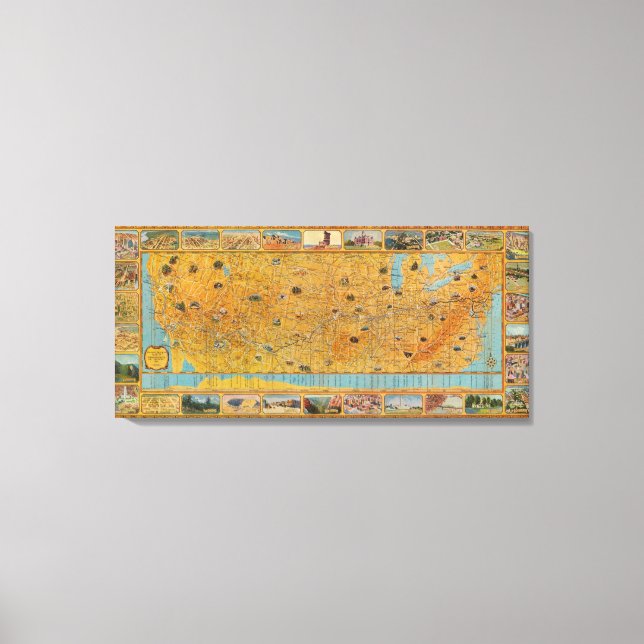 Lienzo Mapa ilustrado de US Airways (Anverso)