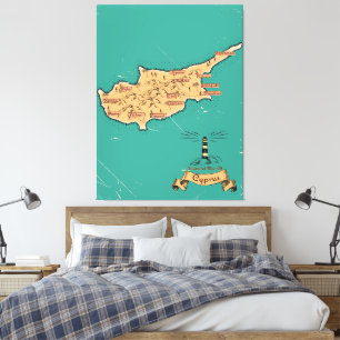 Lienzo Mapa ilustrado de viajes Chipre
